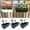 Hanging Flower Pot Rectangular Railing Planter with Drainage Hole 16 Inch Planter Box with Hooks for Balcony Porch or Deck Herbs Flowers
