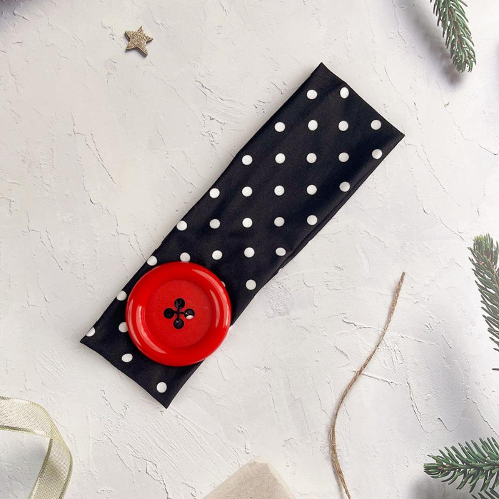 Colorful Elastic Hairband Vintage Style Polka Dot Headband High Quality Button Hairband