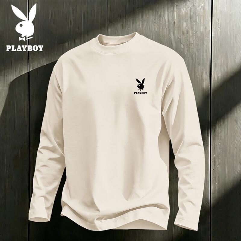 PLAYBOY Мужская хлопковая футболка с длинным рукавом и круглым вырезом