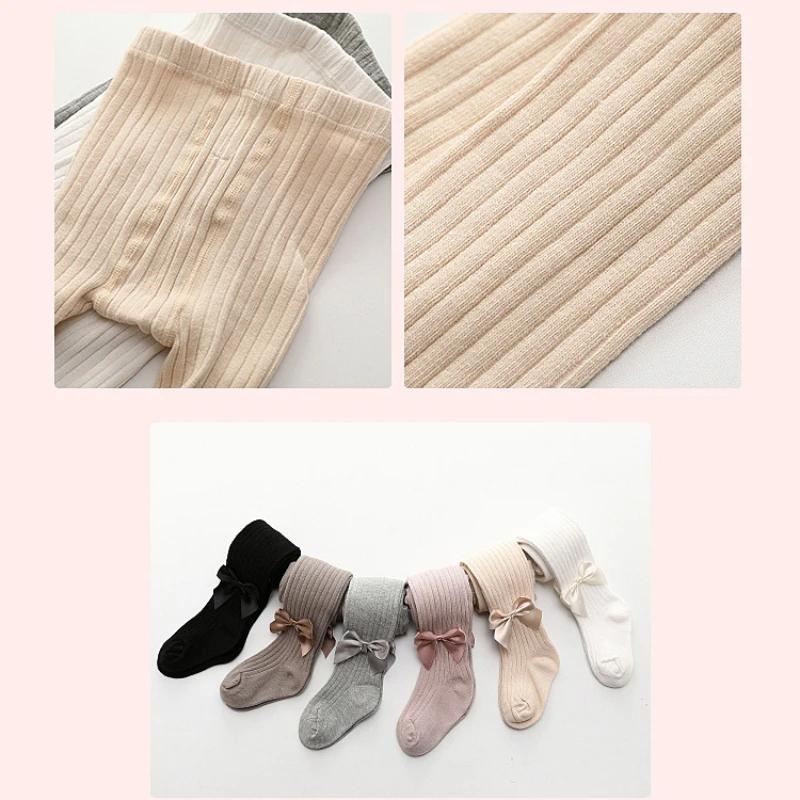 6 Colors Spring/Summer Cotton Girls' Tight Leggings Baby Jumpsuit Baby New Long Pants Children's Bow Pantyhose Baby Stockings