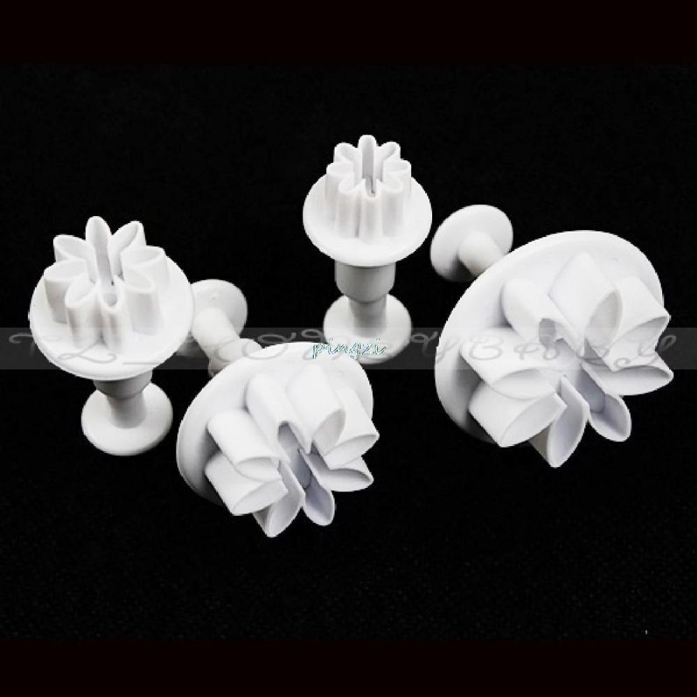 4Pcs Plum Flower Plunger Fondant Mold Cutter Sugarcraft Cake Cookie Decorating