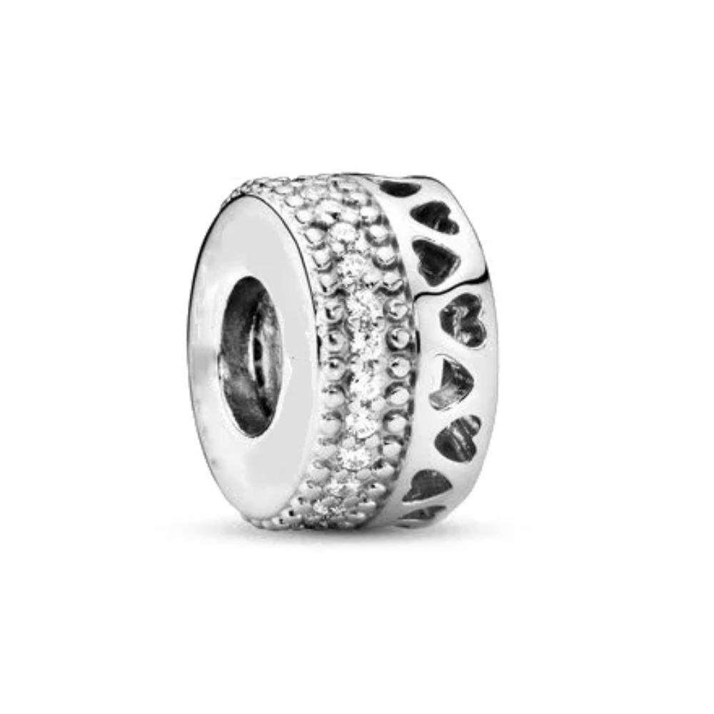New 925 Silver Heart Spacer Beads for DIY Bracelet Fashion Jewelry Women Accessories Openwork Charm