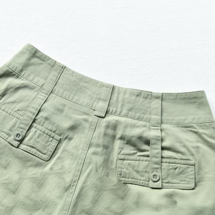 Retro Style Women Cargo Pants Low Rise Wide Waist Cropped Overalls Straight Leg Solid Color Multi Pocket Work Pants