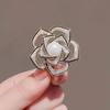 High-End Women Pearl Corsage Hollowed Out Camellia Flower Brooch Design Simple Flower Pin Coat Versatile Decoration PD1975