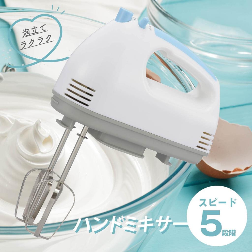 Ohm Electric Hand Mixer Electric Whisk 5 Speed Adjustment Storage Case Included OHM Blue COK-MT5B-A 08-1276