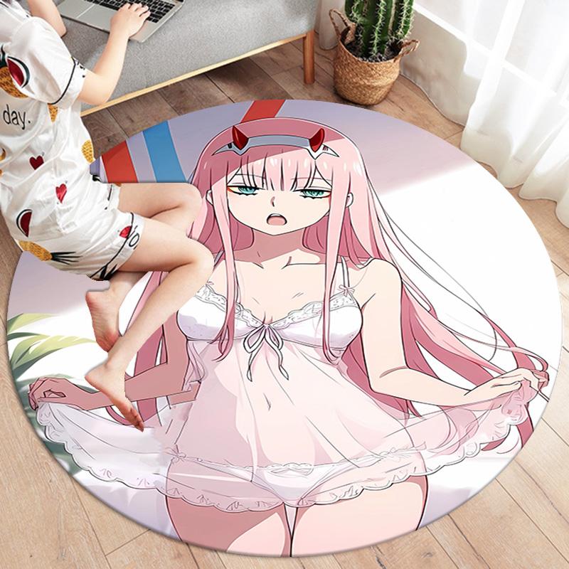 Franxx Round Area Rug Carpet Rug For Living Room Bedroom Sofa Playroom Decor Nonslip Floor Mat