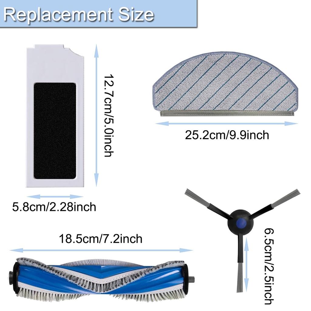 EATBALE Replacement Parts Compatible with Deebot N20 N20 Plus N20 Pro Plus Robot Vacuum Main Side HEPA Microfiber Mop Roller Edge and Accessory Kit /