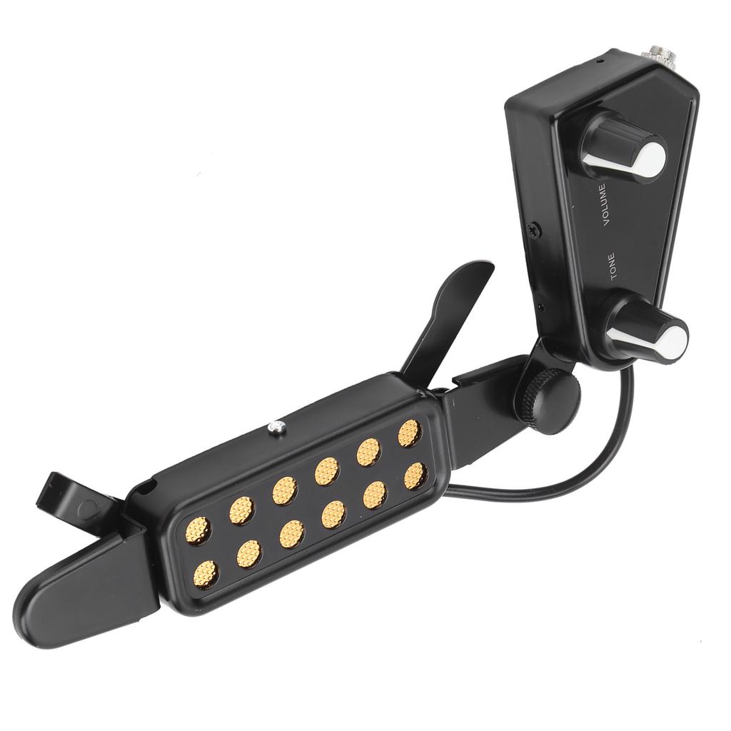 Акустическая гитара Электрический звукосниматель Клипса Звукосниматель для резонаторного отверстия Предусилитель с регулятором громкости(черный )