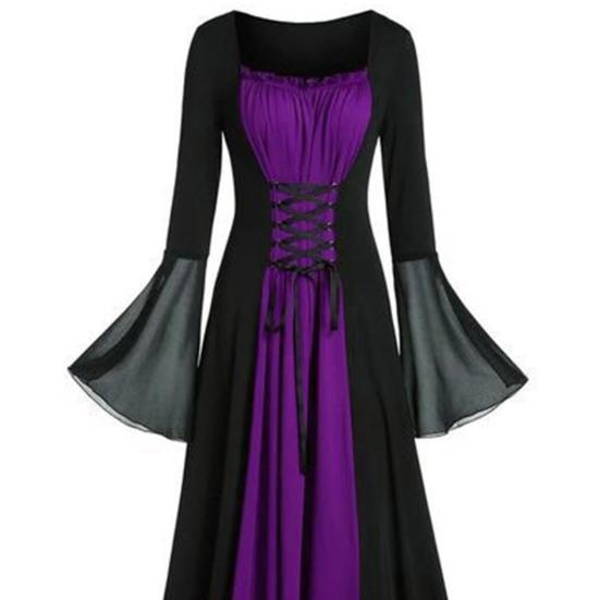 Женское придворное платье с квадратным воротником и узкой талией, расклешенный пуловер с длинными рукавами, винтажное платье в готическом стиле, вечернее женское платье во дворце, в средневековом стиле