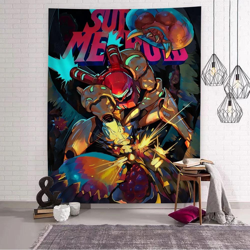 Аниме-гобелен в стиле Metroid, подвесной, Таро, Хиппи, настенные ковры, Декор для общежития, дома