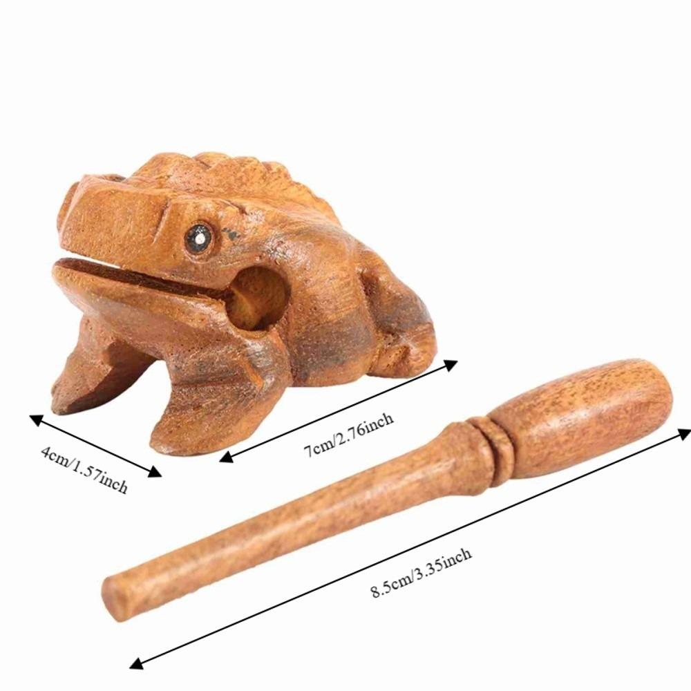 Yeliow Wooden Lucky Frog Wooden Frog Sound Making Ornament Desktop Ornament