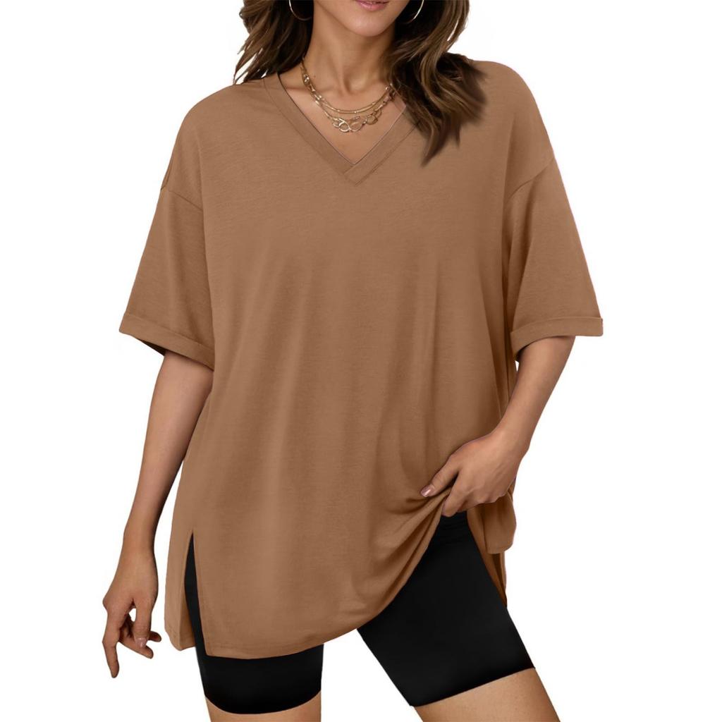 Large Oversized Women's Gym T Shirts Plus Size Tops V Neck Short Sleeve Workout Shirts Casual Loose Fit T Shirts