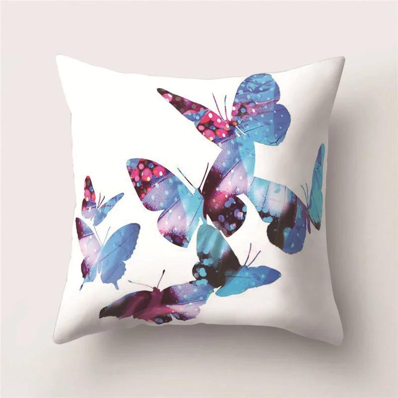 Colorful Butterfly Print Pillowcase Car Ornaments Office Living Room Home Pillowcase