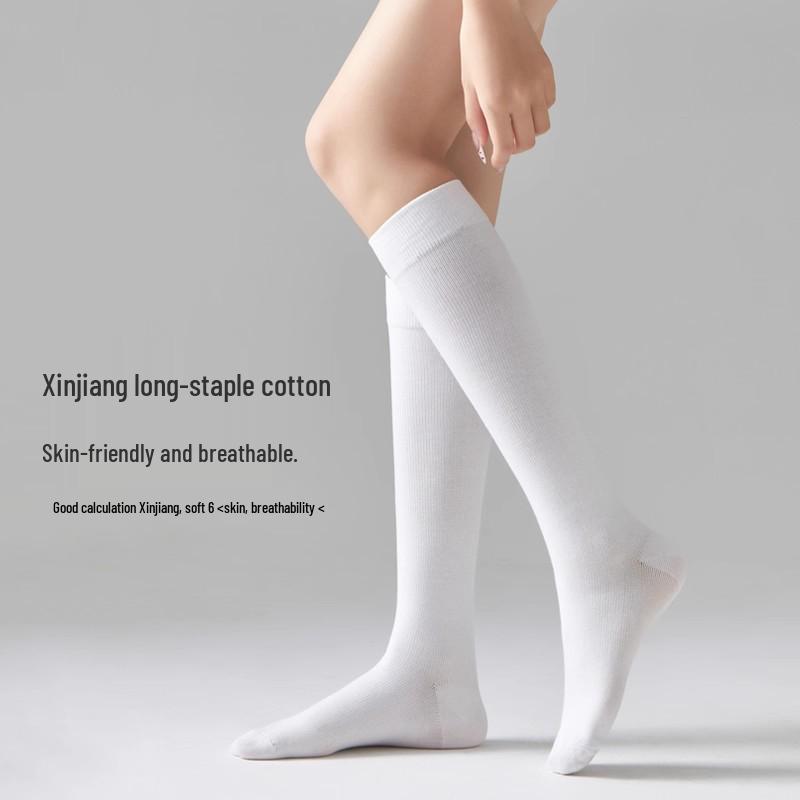 Женские летние носки для похудения, снижающие давление: Выше колена, до середины икры, Черный, Укороченный в стиле JK с кожаной обувью