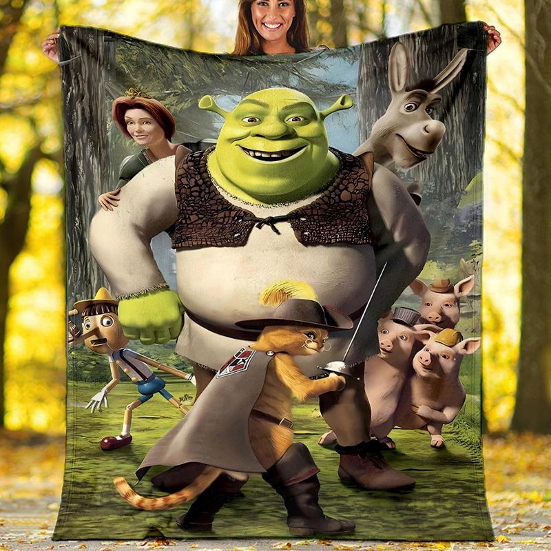 1pc Shrek1 Theme Blanket - Digital Print, Polyester, Cozy for All Seasons, Perfect for Outdoor, Camping, and Travel
