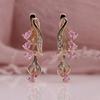 Женские длинные висячие серьги цвета розового золота с искусственным цирконом, многоцветные капли воды для свадебной вечеринки