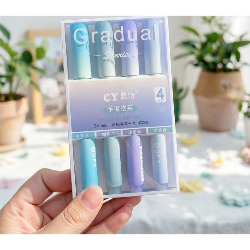 Gradient Color Large Capacity Highlighter For Student Note Marking And Journal Graffiti