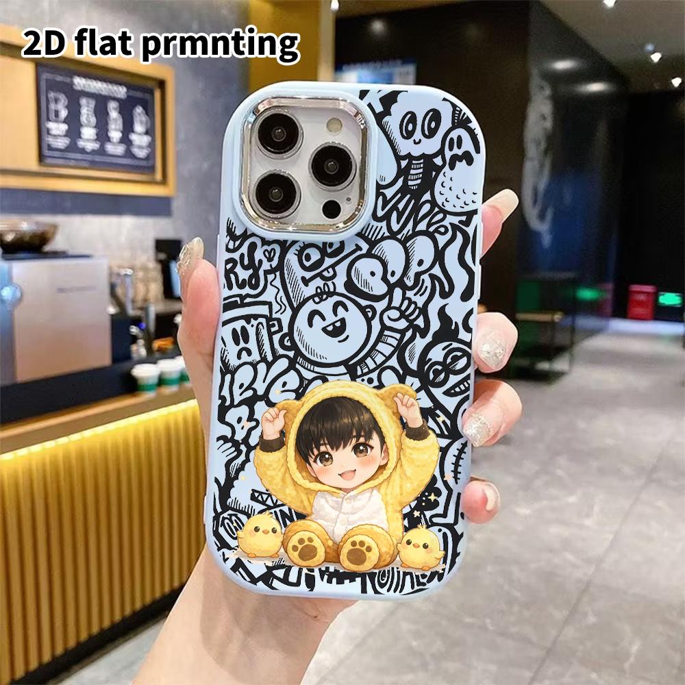 Чехол для телефона: 2D плоский дизайн, подходящий для защитного чехла iPhone 18 17 16 15 14 13 Pro, стиль для пары, милый мальчик, рождественский и хэллоуинский подарок