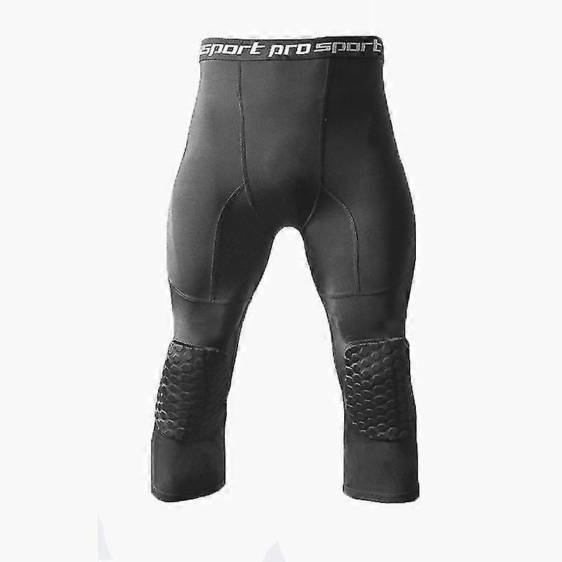 Basketball Leggings With Knee Pad For Men 3/4 Compression Trousers Sports Professional Knee Pads Anti-collision