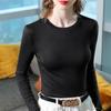 Modal T-shirt Women's Spring and Autumn New Round Neck Thin Long-sleeved Bottoming Shirt Solid Color Elastic Inner Top
