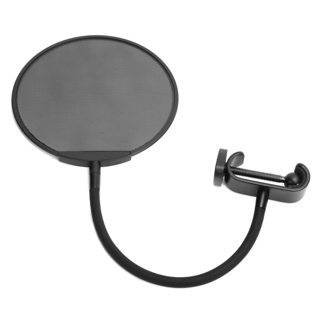 Microphone AntiSpray Filter Mesh Clip Flexible Neck Microphone Wind Screen Black(Black )