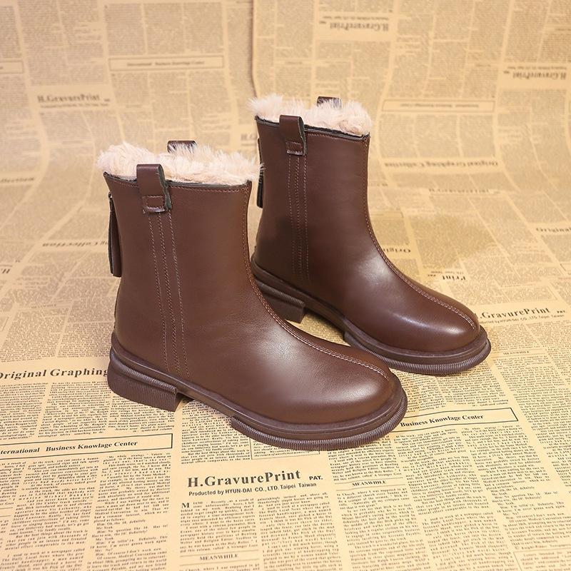 New Snow Boots, Women's Shoes, Fleece and Thickened  Thick-soled Ankle Boots, Anti-slip Cotton Shoes
