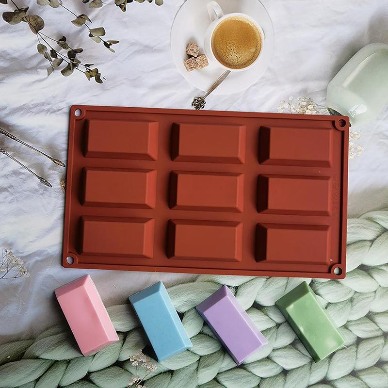 1 шт. 9-гнездная силиконовая форма для торта Financier в форме кирпича, формы для печенья, шоколада, противень для выпечки, кондитерские изделия, десерты, инструменты для выпечки