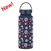2025 New Model 1L Large Capacity Thermos Cup with Wide Mouth, Portable Handle, Sports Water Bottle, Outdoor Printed Water Cup for Women