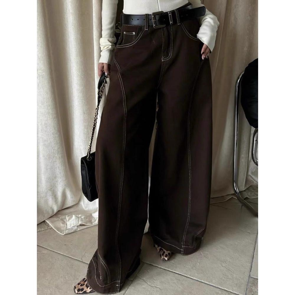 Большие размеры женские джинсы в стиле ретро Y2K с высокой талией европейские и американские удобные прямые утягивающие женские джинсы весенние джинсы