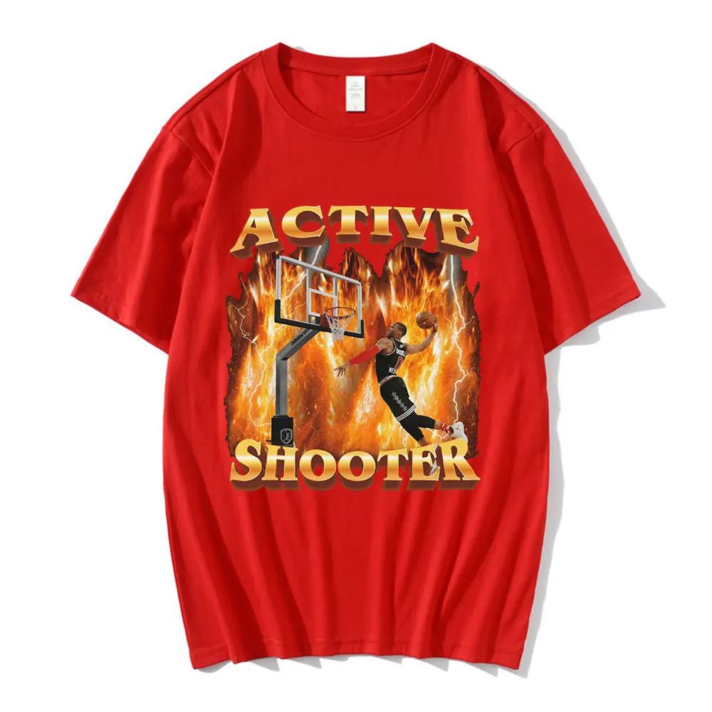 Футболка с забавным мемом Active Shooter, женская модная ретро-футболка с коротким рукавом, повседневная футболка большого размера в стиле Харадзюку