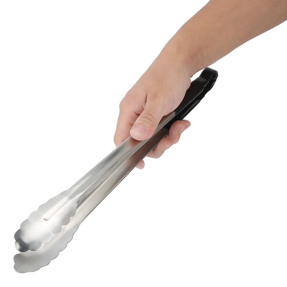 Черная ручка из нержавеющей стали для гриля для барбекю, зажим для еды, противоожоговый зажим для барбекю, щипцы для аксессуаров, инструмент