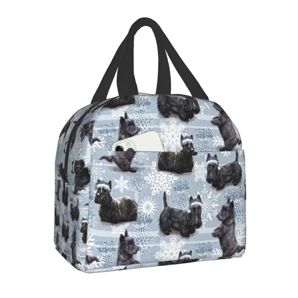 Scottish Terrier Resuable Lunch Boxes Women Multifunction Butterfly Scottie Dog Thermal Cooler Food Insulated Lunch Bag