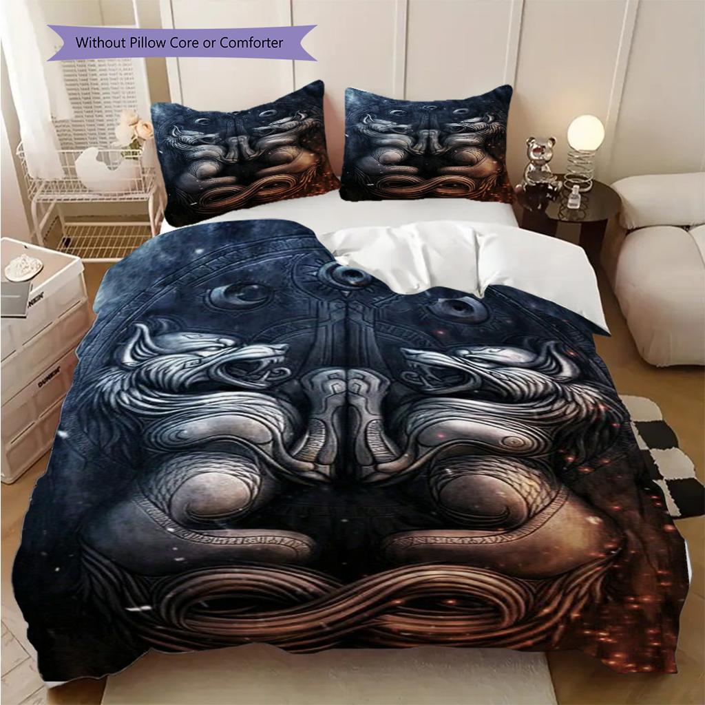 Dark Mystic Symbols Set Threepiece Set 1 Duvet Cover 2 Pillowcase Without Core Bedding Set Soft And Comfortable Christmas Birthday Gift