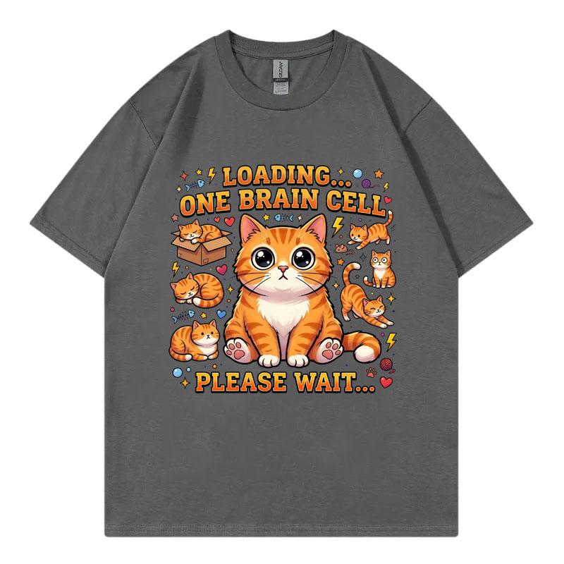 Loading One Brain Cell Funny Cat Meme Tshirts Unisex Unisex Fashion Cartoon Short Sleeve T Shirt Summer Casual Loose Cotton Tshirt