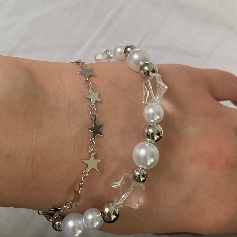 Винтажный браслет с кристаллами и звездами, пентаграммой, жемчугом и бисером для женщин, сладкий браслет, ювелирное изделие, подарок