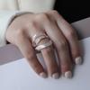 Женское универсальное кольцо с открытым пальцем и геометрическими линиями – Модный и трендовый дизайн для указательного пальца