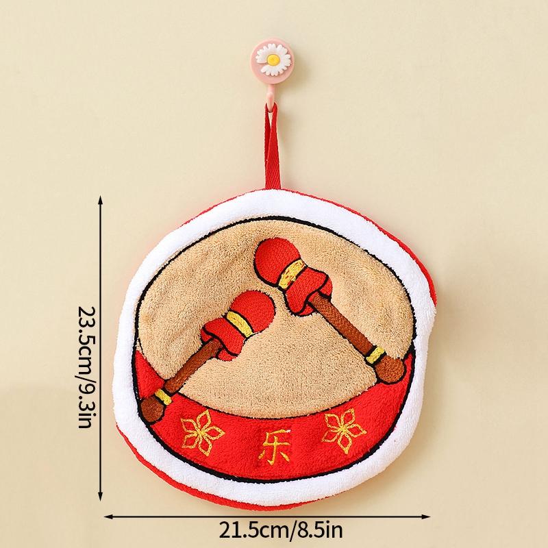 Spring Festival Hanging Towels Chinese New Year Hanging Towel Super Absorpted Wipe Cloth Kitchen Cleaning Towels