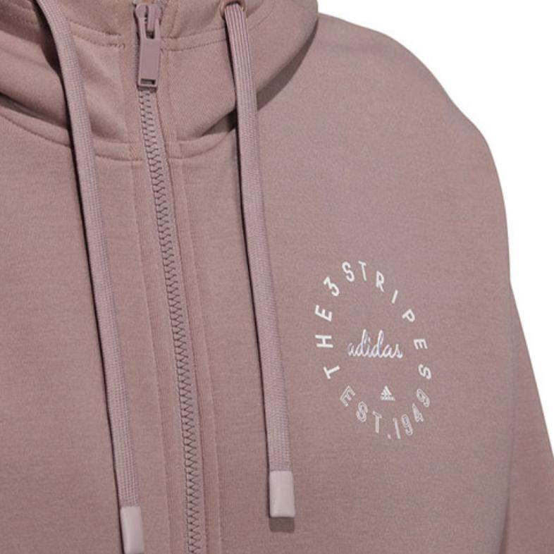 adidas Однотонная толстовка на молнии с вышитым логотипом на манжетах, женские топы, светло-фиолетовые HZ7034