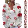 Women's Fashion Printed Long Sleeve Knitted Cardigan Button Down Jacket