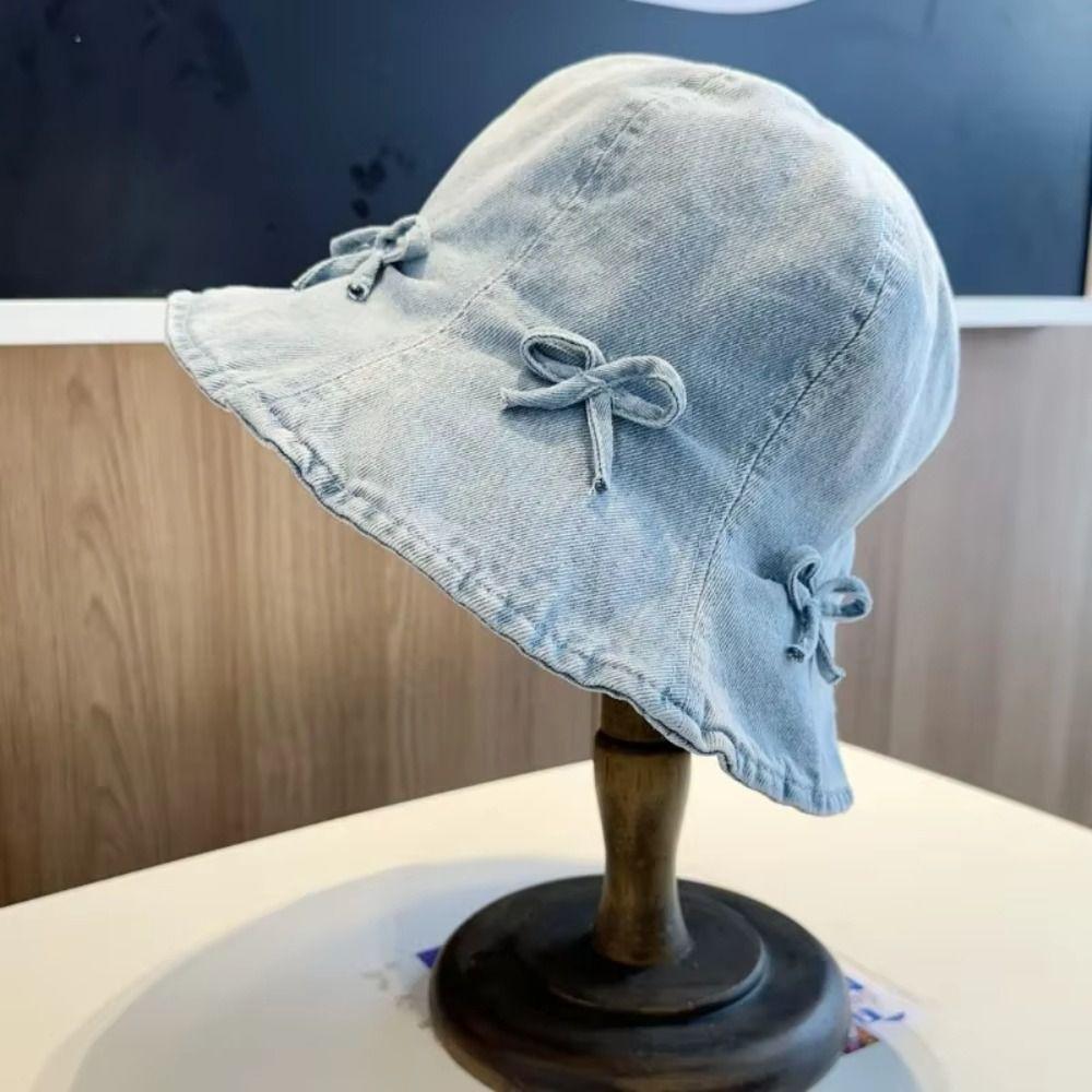 Джинсовые шляпы-ведерки с бантом, корейские кепки-бассейны для мужчин, модная солнцезащитная шляпа для путешествий