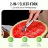 2 in 1 Watermelon Cutter Silver Stainless Steel Watermelon Fork Slicer Multi-purpose Double Head Use Fruit Slicer Kitchen