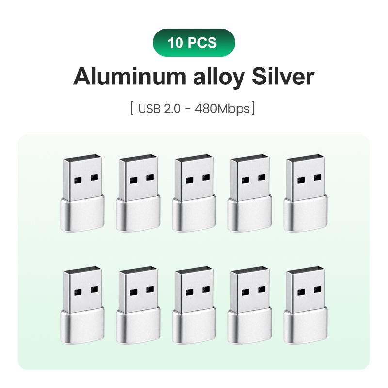 USB C Adapter Aluminum Alloy Shell USB 2.0 Male to USB 3.1 Type C Female Type-C Adapter for Laptop Samsung Xiaomi 10 Earphone
