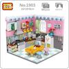 LOZ 1903 City Architecture House Corner Kitchen Table Refrigerator DIY Mini Blocks Bricks Building Toy for Children Gift No Box