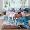Horse Bedding Set Queen Size,Pony Decorative 2/3pcs Bedding Set Horse Freedom Runs Gallop Farm Print Soft Polyester Duvet Cover