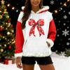 Women's Christmas Print Colorblocked Loose Casual Hoodie