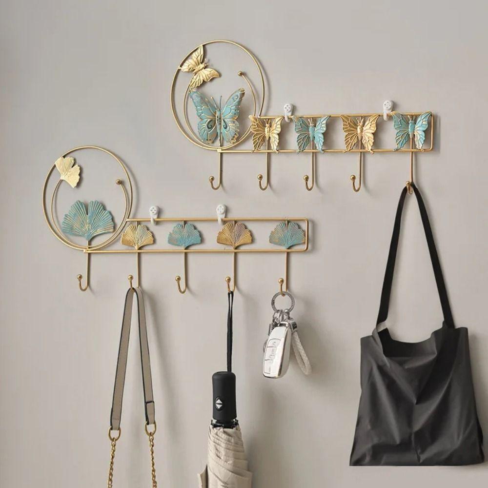 Nordic Style Butterfly Wall Hooks INS Iron Art Coat Hanger Light Luxury Hanging Key Holder Door