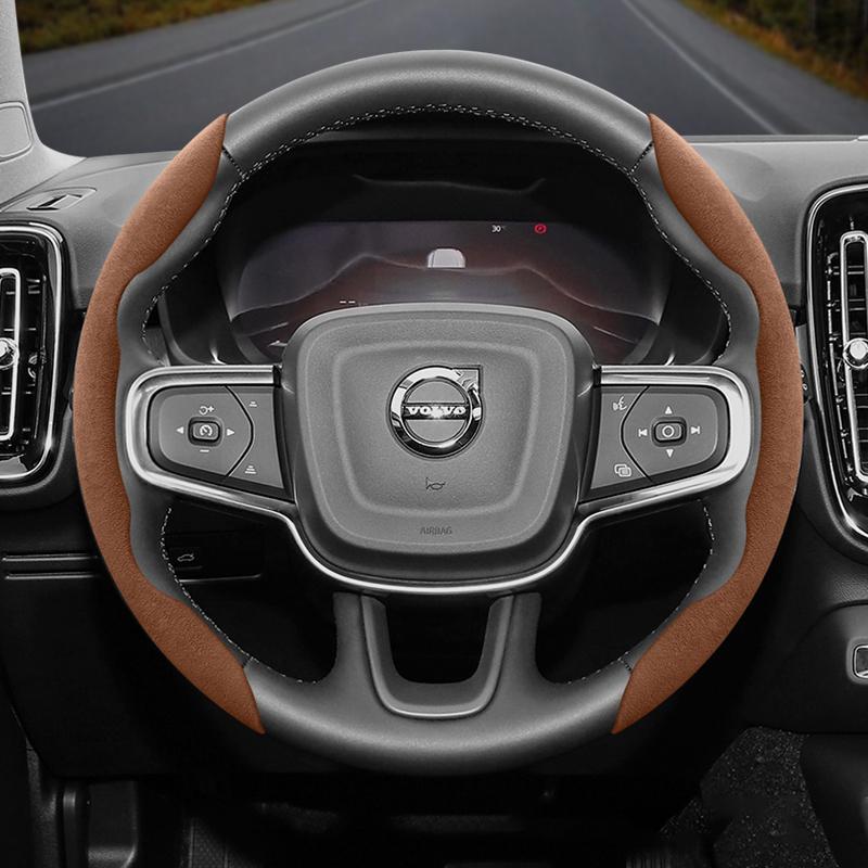 vcxja9 Suitable for Volvo Anti-Slip Buckle Segmented Suede Steering Wheel Cover Suitable for V40 V70 S60 C30 S40 S90 Xc90 Xc70 Xc60 Fh Ex30 S80 Xc40