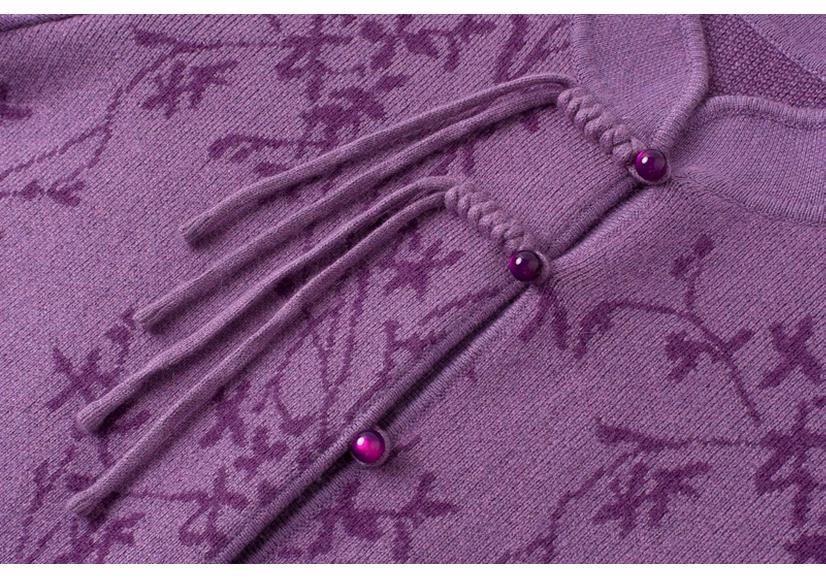 Женский плотный шерстяной кардиган-пальто китайского стиля Осень/Зима 2025 - Большой размер, свободный крой, верхняя одежда для мам
