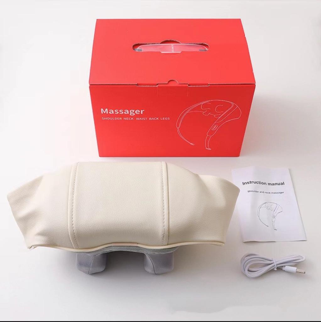 Neck Massager for Pain Relief, Shoulder and Trapezius Massager with Kneading and Heat Therapy, Wearable Shiatsu Massage Pillow for Home Use
