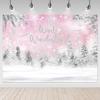 Pink Winter Wonderland Background Winter Backdrop Decorations For Photo Studio Photo Booth Christams Party